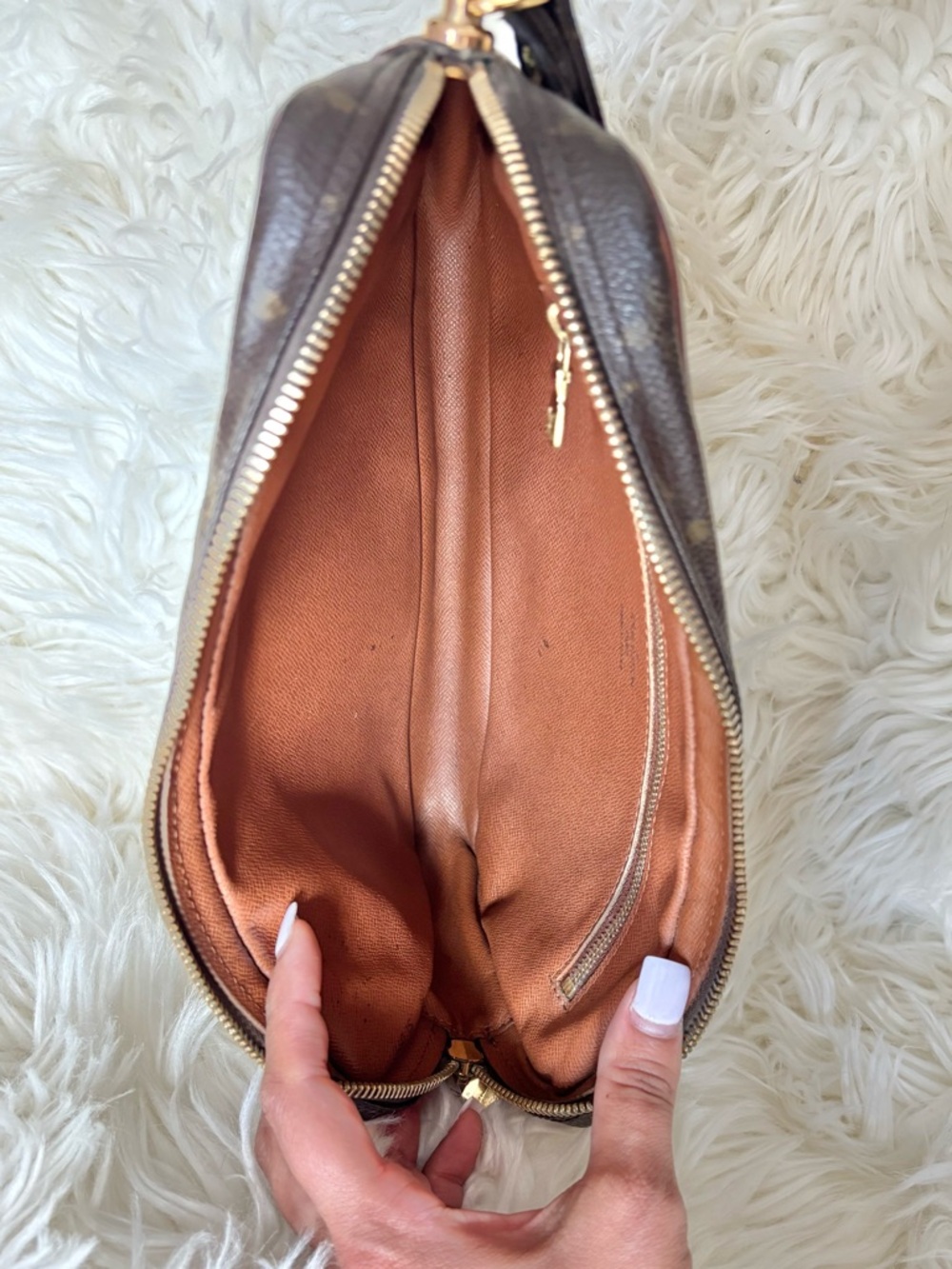 Louis Vuitton Brown Monogram Marly Dragonne GM Toiletry Pouch Clutch Tan Trim - Picture 7 of 11